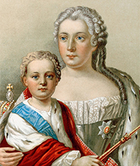 Анна Леопольдовна (1718-1746)  - внучка Ивана V по матери, правительница-регент Российской империи с 9 ноября 1740 по 25 ноября 1741 при своем сыне, малолетнем императоре Иване VI (1740-1764)